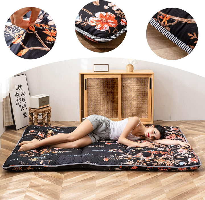 MAXYOYO Japanische Bodenmatratze Futonmatratze, Verdicken Tatami Matte Isomatte Faltbare Roll-Up Mat
