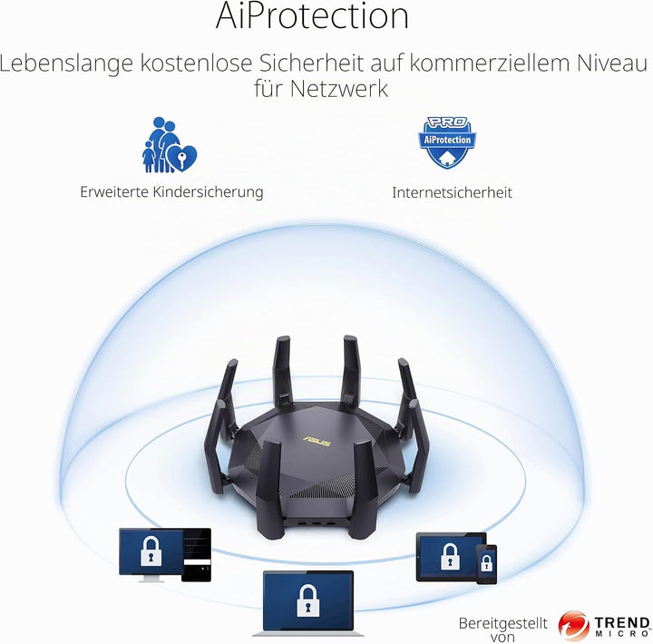 ASUS RT-AX89X Gaming Router (Ai Mesh WLAN System, WiFi 6 AX6000, 10G RJ45, 10G SFP+, 2.2 GHz QC CPU,