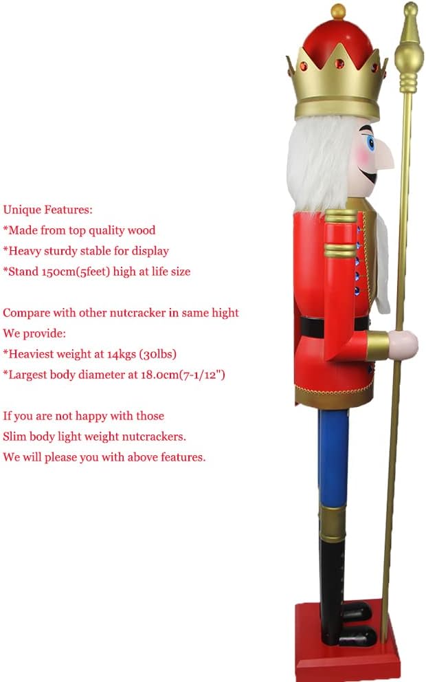 CDL 1,5 m hoch, lebensgross, gross, riesiger roter Weihnachts-Nussknacker, König, Ornament auf Ständ