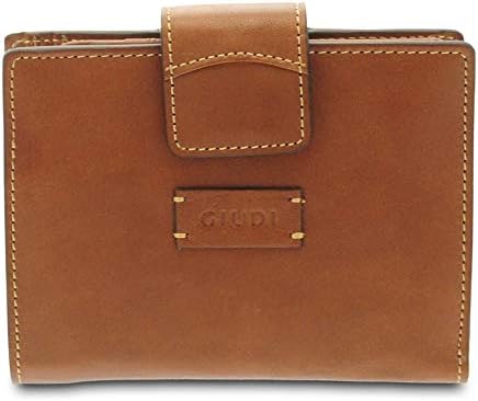 Giudi Damen Geldbörse aus Leder, wolkiges Rindsleder, Münzfach, Kartenhalter Braun, Braun