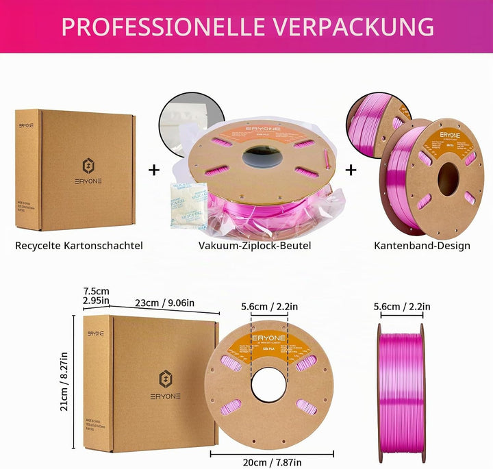 ERYONE Silk PLA Filament 1.75 mm, 3D Drucker Filament PLA Silk,+/- 0.03 mm, 1 kg/Spule, Seiden PLA A