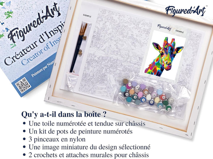 Figured'Art Malen Nach Zahlen Erwachsene Mit Rahmen Giraffe Pop Art - Paint by Numbers Basteln DIY B