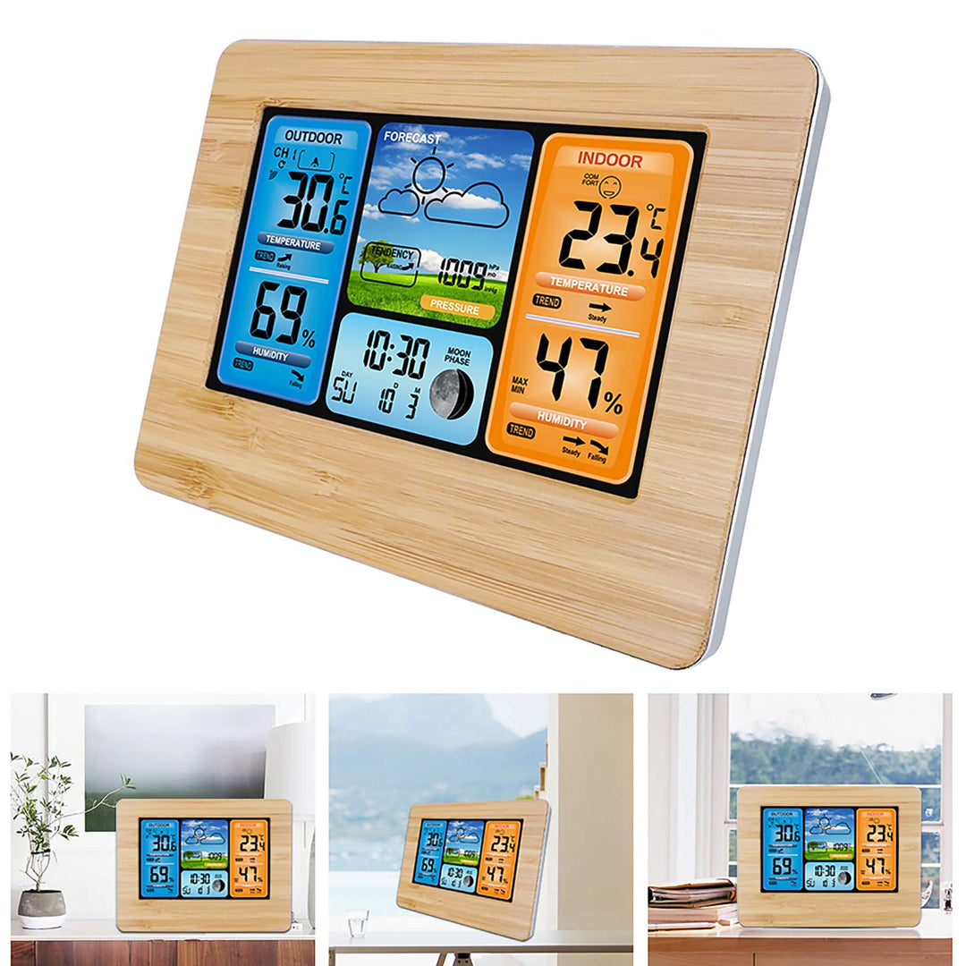 ALLOMN Wetterstationen Kabellos mit Innen Aussen Sensor, LCD-Digitalwetterstation mit Alarm/Temperat