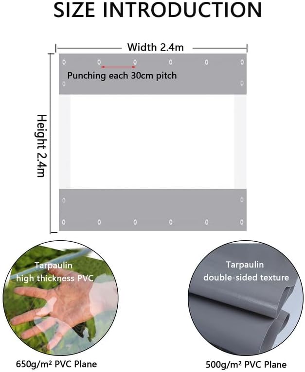 Jianyana Outdoor Vorhang Mit 30Mm öSen, 650G/M² Plane Transparente Vorhang Wasserdichter Plane Trenn