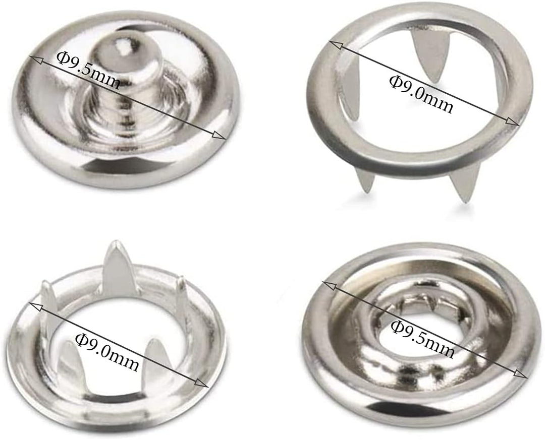 Druckknopf Set mit Zange, Φ9.5mm Jersey Druckknöpfe Metall Nähzubehör Buttons Knöpfe zum Annähen Wer