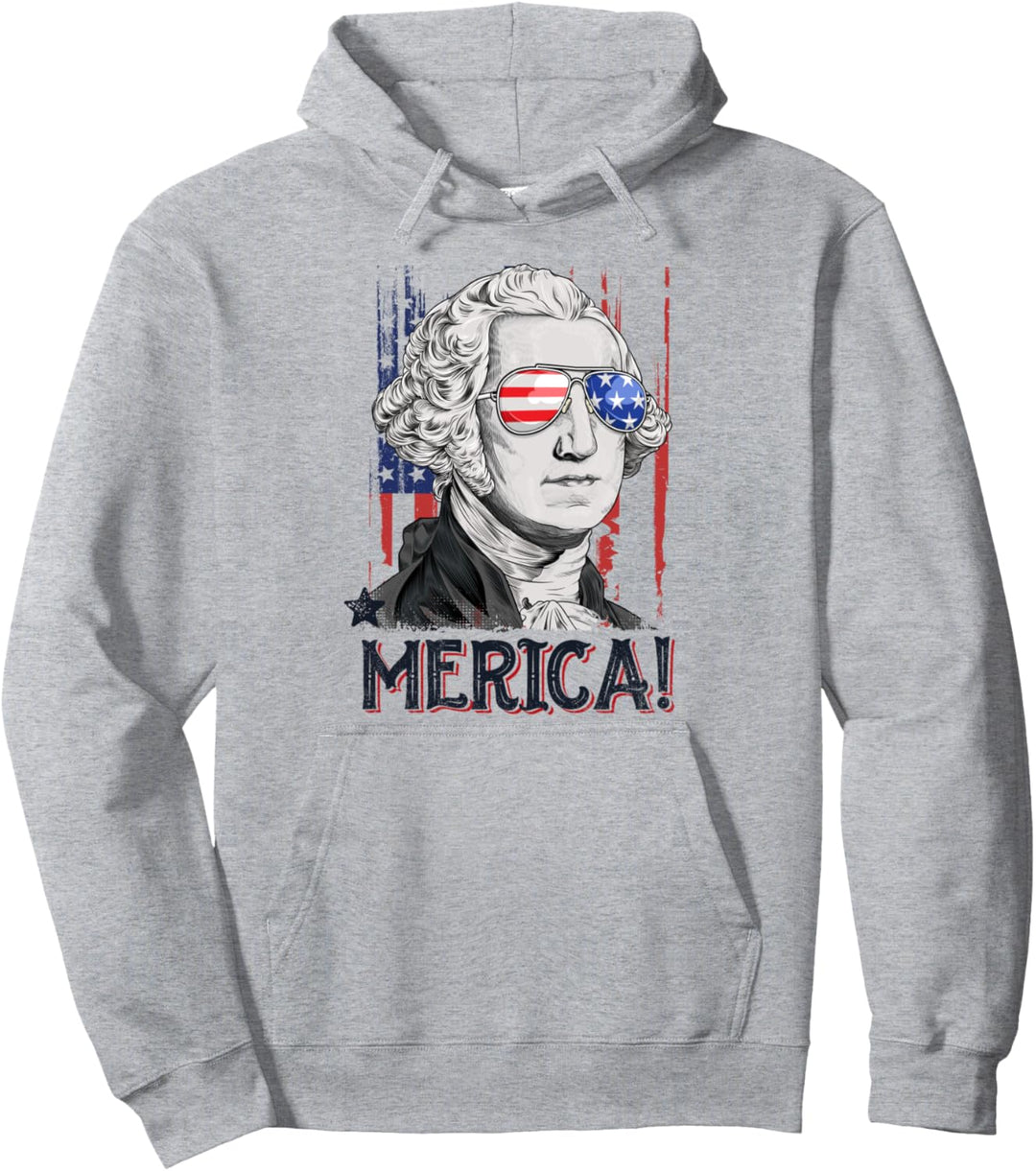 George Washington 4th Of July Merica Men Women American Flag Pullover Hoodie