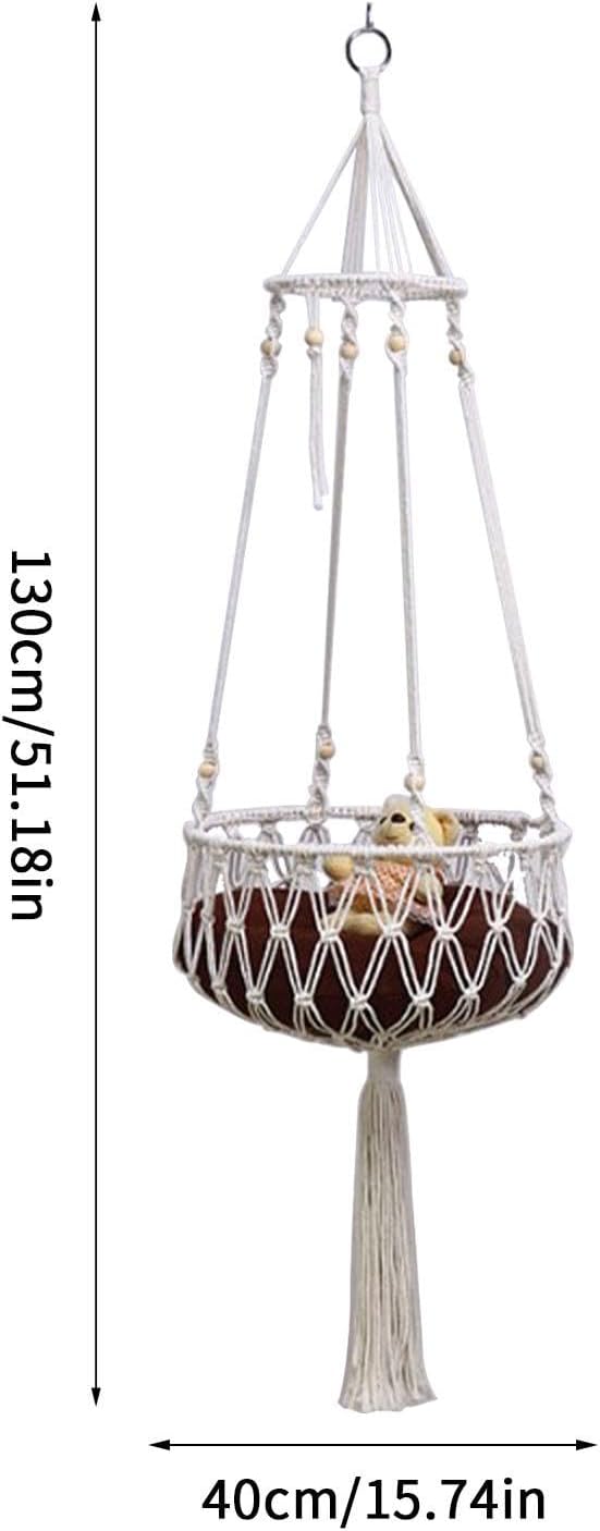 Makramee-Katzenhängematte - Boho Katzenschaukel Mit Natürlichem Baumwollseilmaterial - Handgewebtes