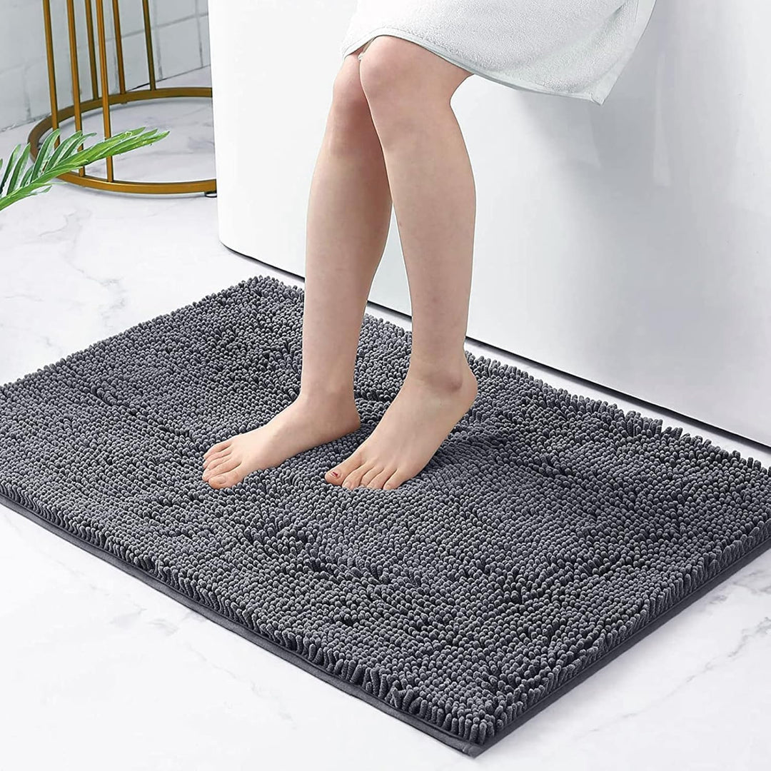 Homaxy rutschfeste Badematte Chenille Badezimmerteppich Mikrofaser Badteppich Saugfähige Hochflor Ba