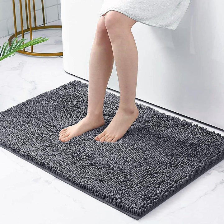 Homaxy rutschfeste Badematte Chenille Badezimmerteppich Mikrofaser Badteppich Saugfähige Hochflor Ba