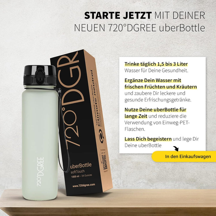 720°DGREE Trinkflasche “uberBottle“ +Sieb - 350ml, 500ml, 650ml, 1000ml, 1,5l, 2l - BPA-Frei - Wasse