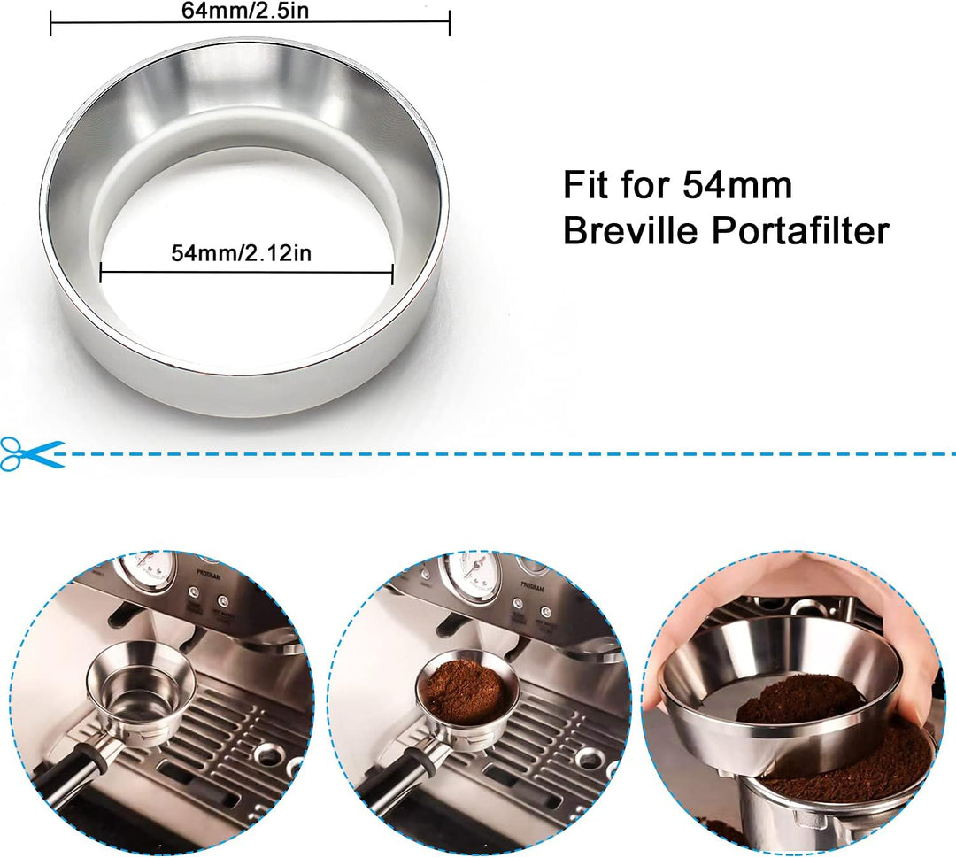 GIAK Espresso Dosiertrichter aus Edelstahl 54mm Kaffee Dosierring Siebträger Trichter zum exakten be