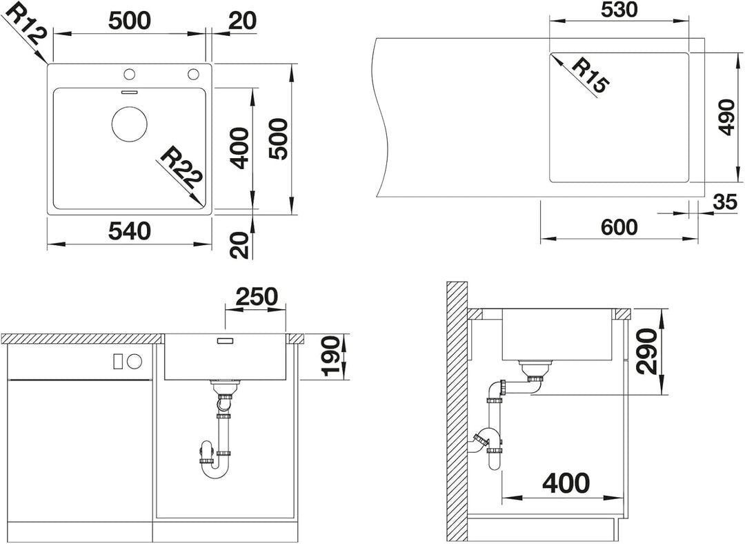 BLANCO ANDANO 500-IF/A | Edelstahl | Einbauart: Einbau von Oben & Flächenbündig | mit Ablauffernbedi