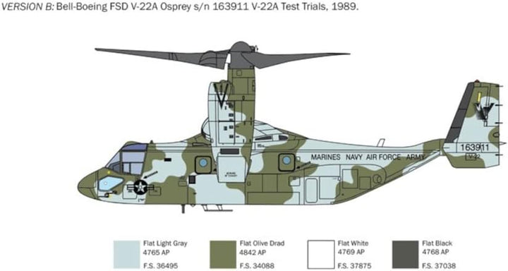 Italeri Boeing 1463 1:72 V-22 Osprey Tilt Rotor-Bausatz, Standmodellbau, Basteln, Hobby, Kleben, Pla