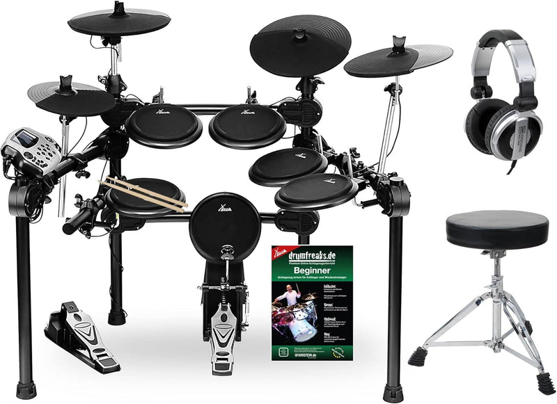 XDrum DD-520 PLUS SET 1 E-Drum Set (elektronisches Schlagzeug, mit Hocker, Kopfhörer, Sticks, Fussma