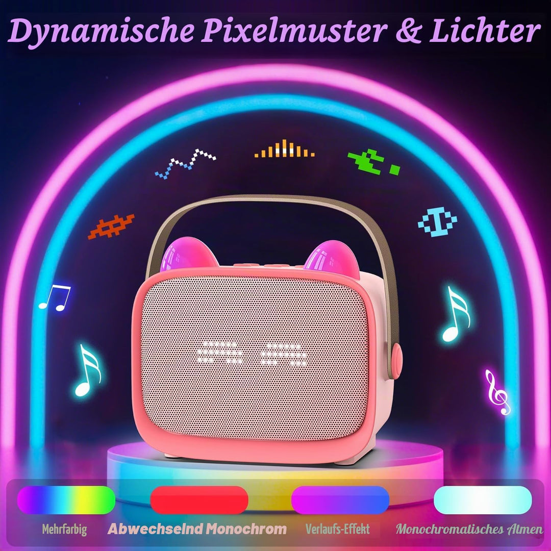 Karaoke Maschine mit 2 Karaoke Mikrofonen Kinder: Mini Karaoke Maschine Geschenk Mädchen mit Mikrofo