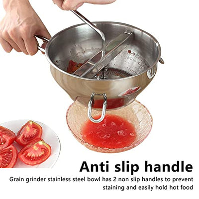 Passiergerät 20 cm Food Mill mit 3 austauschbaren Lochscheiben Passiermühle aus Edelstahl für Tomate