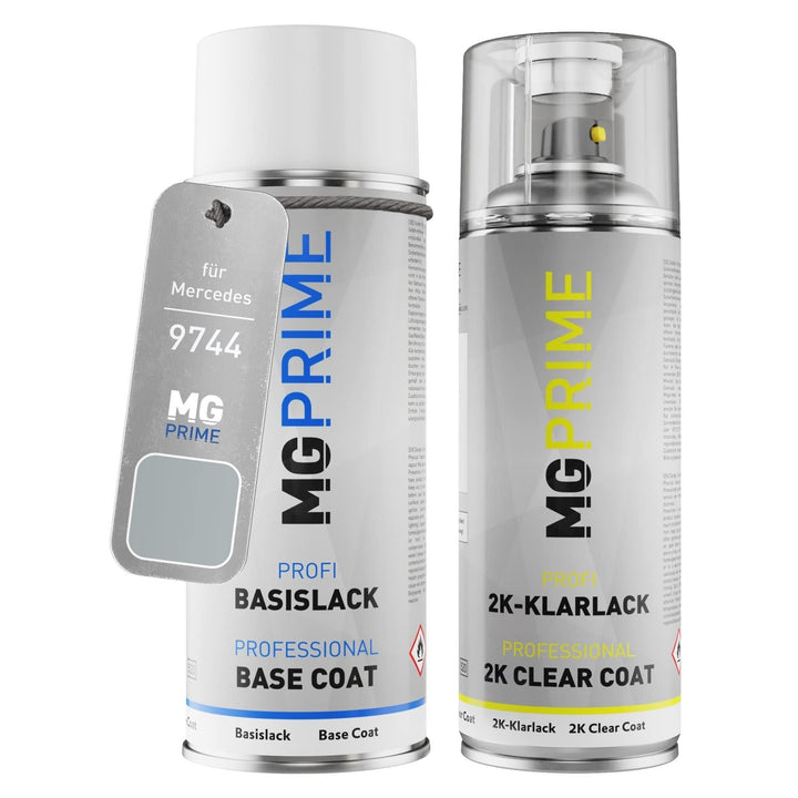 MG PRIME Autolack 2K Spraydosen Set für Mercedes 9744/744 Brillantsilber Metallic/Brilliant Silver M