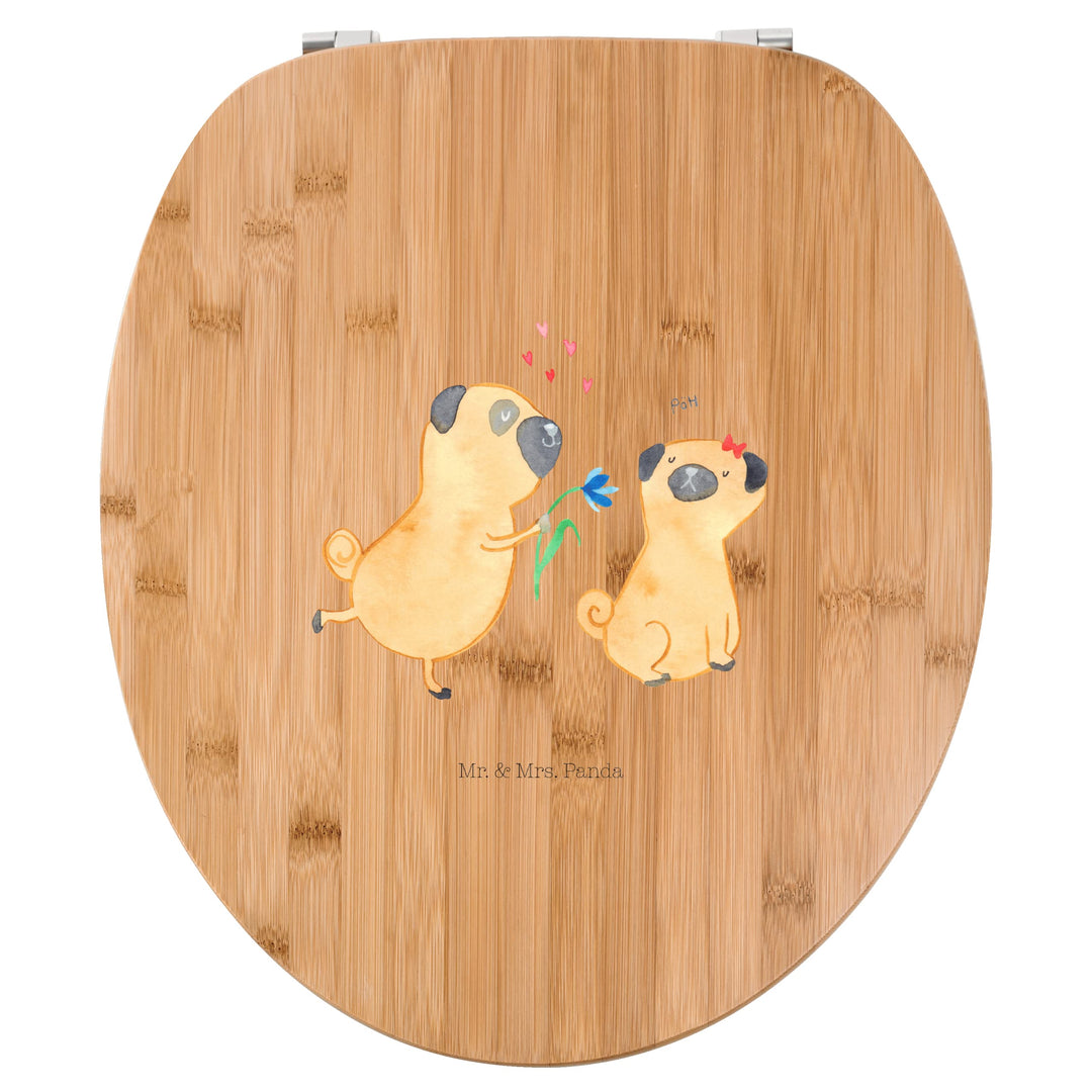 Mr. & Mrs. Panda Motiv WC Sitz Mops verliebt - Geschenk, Haustier, Liebe, Partner, Vierbeiner, Klobr