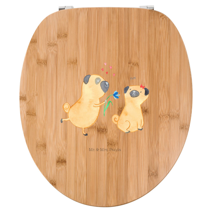 Mr. & Mrs. Panda Motiv WC Sitz Mops verliebt - Geschenk, Haustier, Liebe, Partner, Vierbeiner, Klobr