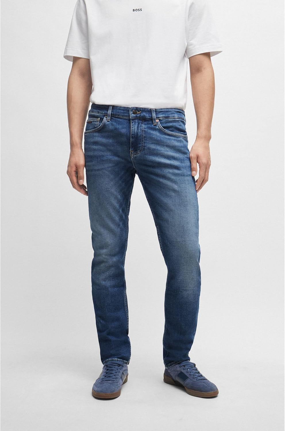 BOSS Herren Delaware BC-L-C Blaue Slim-Fit Jeans aus komfortablem Stretch-Denim 34W / 36L New - Medi
