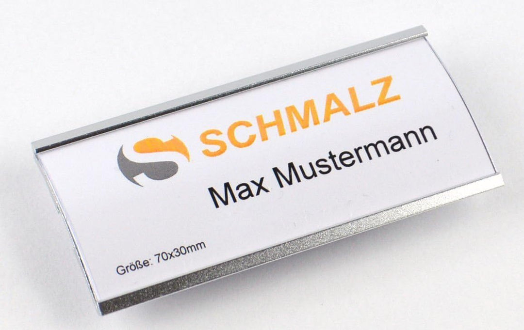10 Stück Aluminium Namensschilder mit Magnet Komplettset, Silber Leichtemtall, mit extra starkem 3-f