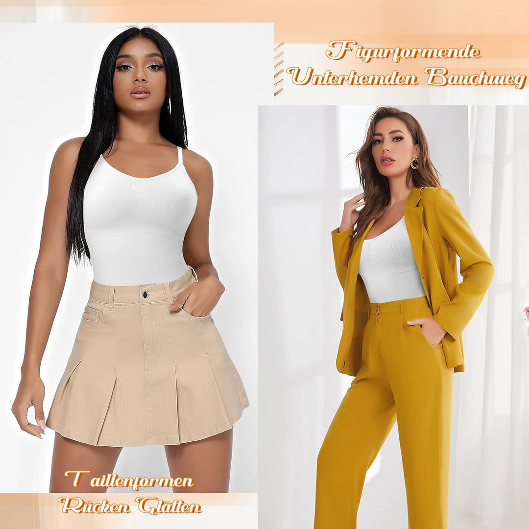 YARRCO Damen Shape Unterhemd Bauchweg Hemdchen Shapewear Trägertop Shaping BH Hemd Formendes Top Bod