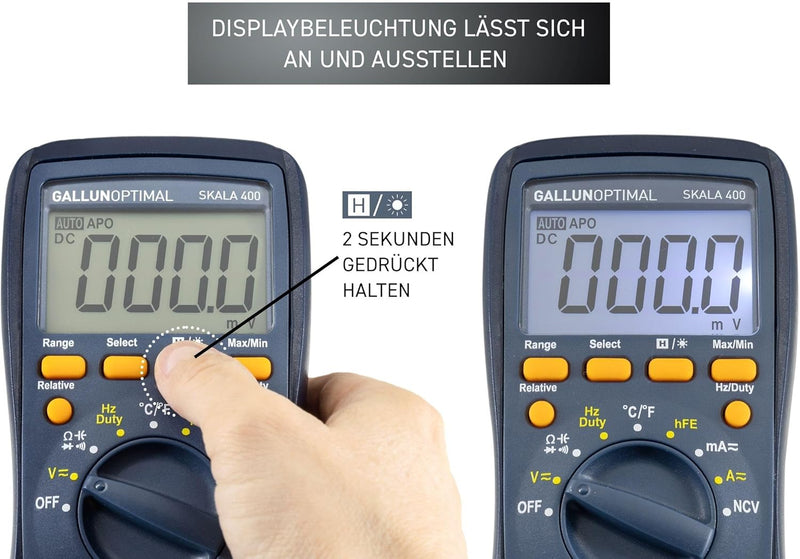 GALLUNOPTIMAL Skala 400 Digital-Multimeter True-RMS mit Temperatur-Messung + AC/DC Multifunktionstes