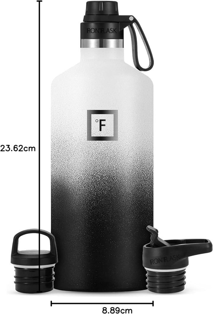 IRON °FLASK Edelstahl Trinkflasche mit 3 Deckel - Auslaufsicher Thermosflasche - Metall Wasserflasch