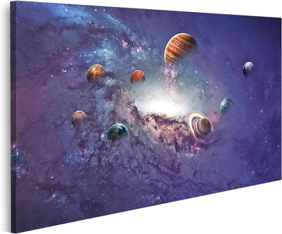 Bild auf Leinwand Planeten des Sonnensystems Wandbild Poster Kunstdruck Bilder Format: 80x40cm, Form