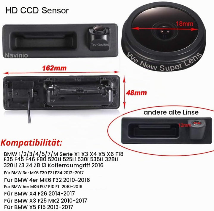 Navinio Super Pro HD Auto Kamera Rückfahrkamera für BMW 118 316 318 320 325 328Li 120i 335 320i 330i