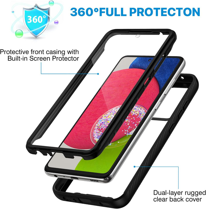 CENHUFO Hülle für Samsung Galaxy A52 5G/4G / A52s 5G, 360 Grad Schutzhülle mit Eingebautem Displaysc
