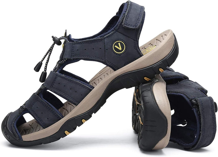FLARUT Sandalen Herren Outdoorsandalen Sommer Wanderschuhe Trekkingsandalen Leder Strand Wandersanda