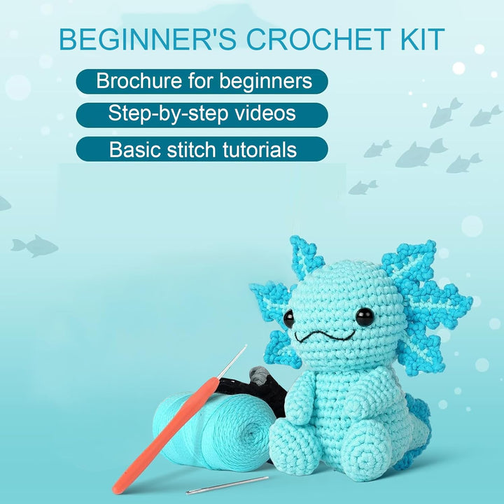Häkelset für Anfänger Axolotl Häkelnadel Set für Tiere Strickset Bastelset für Erwachsene Kinder Häk