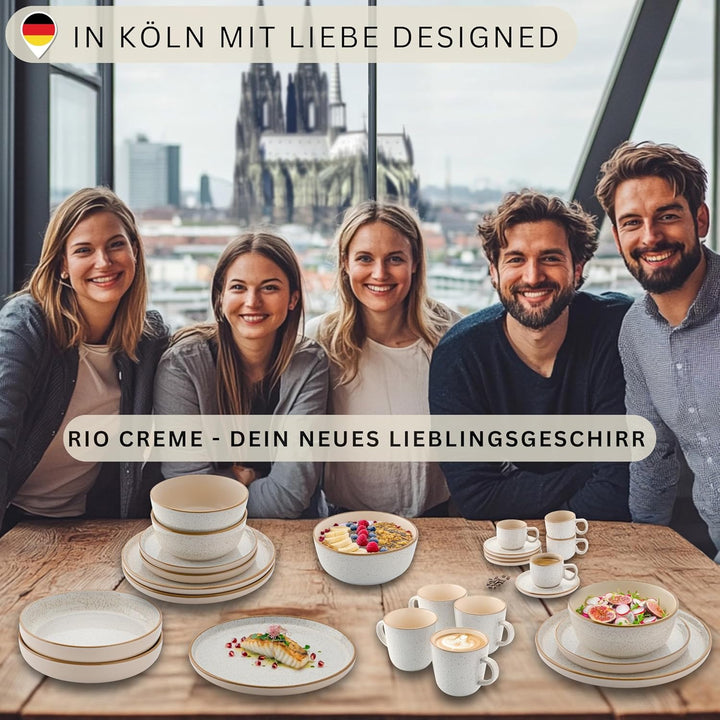 SÄNGER Rio Creme | Espressotassen Set 8 teilig, Tassen Set 4 Personen, Espresso- & Mokkatassen, krat