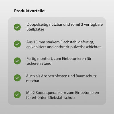 2er Set Fahrrad Anlehnbügel zum Einbetonieren aus Flachstahl mit Knierohr