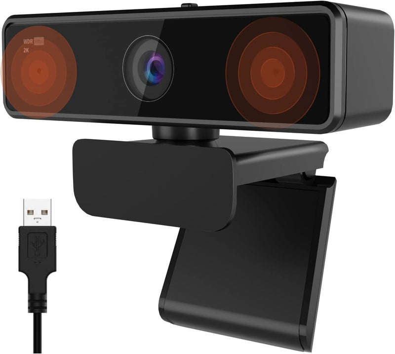 Nuroum V11 Webcam mit Mikrofon für PC, Full HD 1080P/60fps, 1440P/30fps, Rauschunterdrückung/90°Weit