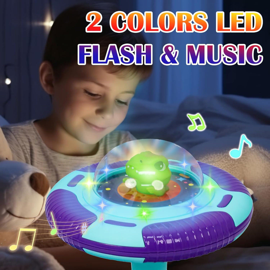 Wdmiya Weltraum Karussell Drehstuhl für Kinder, 360°Sensorischer Drehstuhl mit LED-Beleuchtung und M