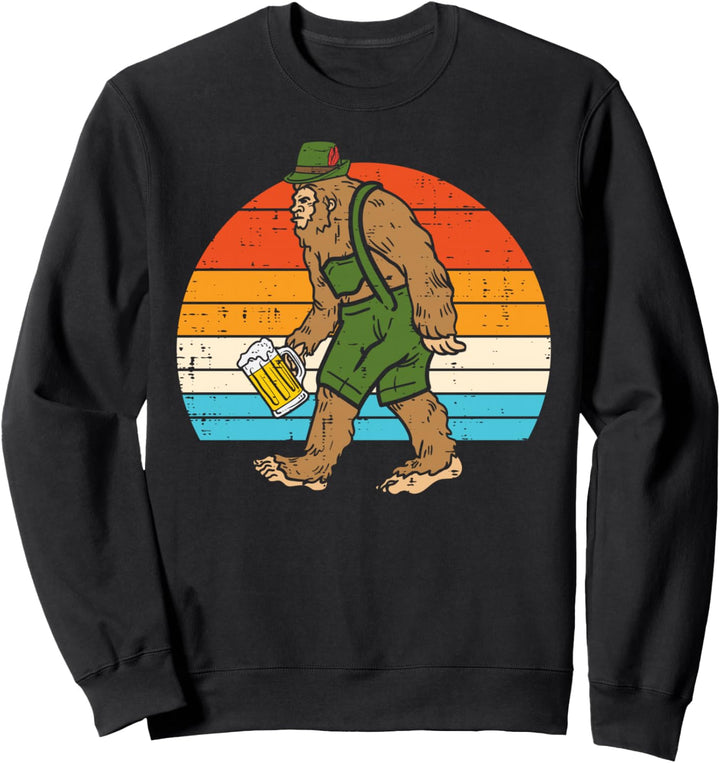 Bayerische Bigfoot Lederhose Retro Sasquatch Oktoberfest Herren Sweatshirt