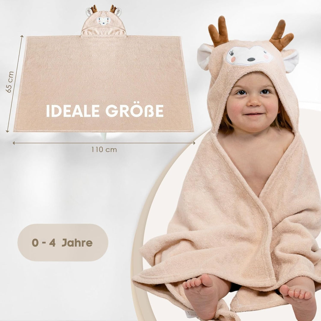 Baby Handtuch Kapuze aus 100% Bio-Baumwolle – Baby Badetuch mit Kapuze superweich – Ideal als Badepo