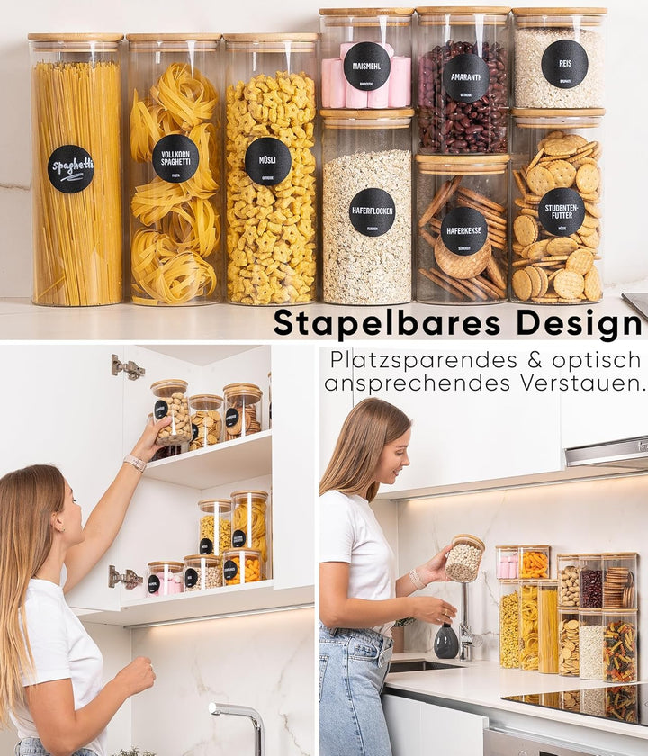 Deco haus Vorratsgläser mit Deckel 4er set, Vorratsdosen Glas Luftdicht - Glas Vorratsdosen mit Deck