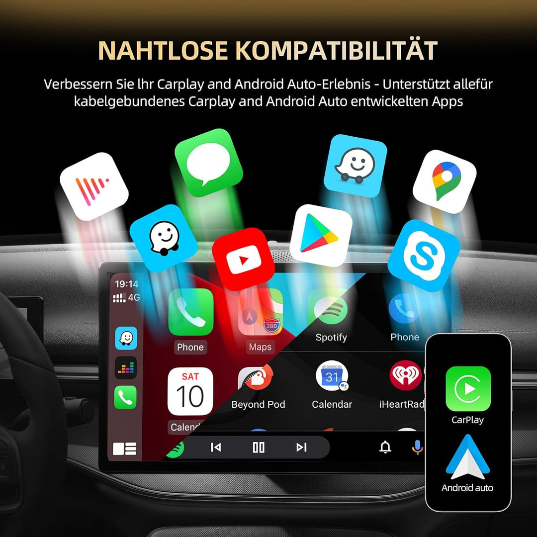 Wireless Carplay Adapter für iPhone, Konvertieren Sie Wired Carplay zu Wireless, 2 in 1 Plug and Pla