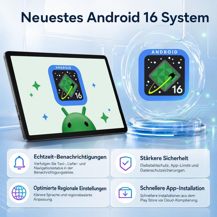 Tablet mit Tastatur Android 16 - Gemini AI, 24GB RAM + 256GB ROM (2TB TF), Tablet 10 Zoll, 5000mAh A