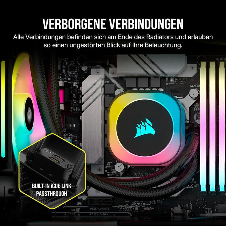 CORSAIR iCUE LINK H115i RGB Flüssig-CPU-Kühler - 280mm AIO - QX140 RGB-Lüfter - Passend Für Intel® L