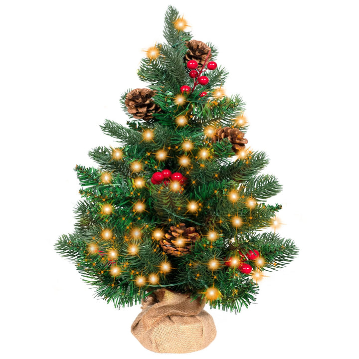 50cm Mini Weihnachtsbaum mit 36 LEDs in Warmweiss, Christmas Tree für Innen und Aussen Tischplatte T