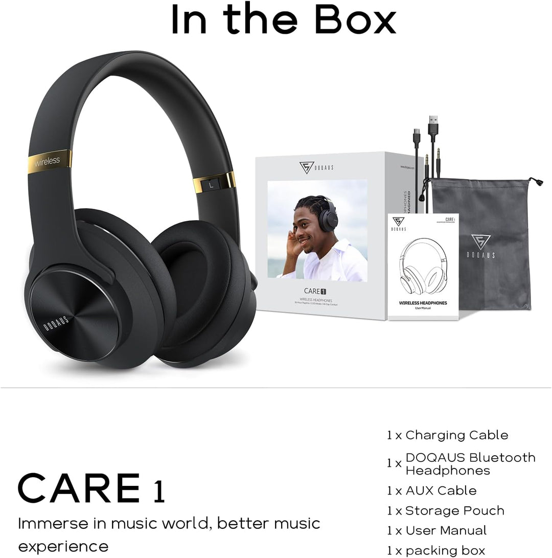 DOQAUS Kopfhörer Kabellos Bluetooth,Bis zu 90 Std HiFi Stereo Kopfhörer Over Ear mit 3 EQ-Modi,Bluet