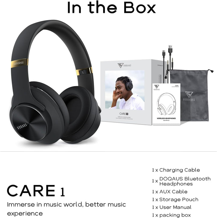 DOQAUS Kopfhörer Kabellos Bluetooth,Bis zu 90 Std HiFi Stereo Kopfhörer Over Ear mit 3 EQ-Modi,Bluet
