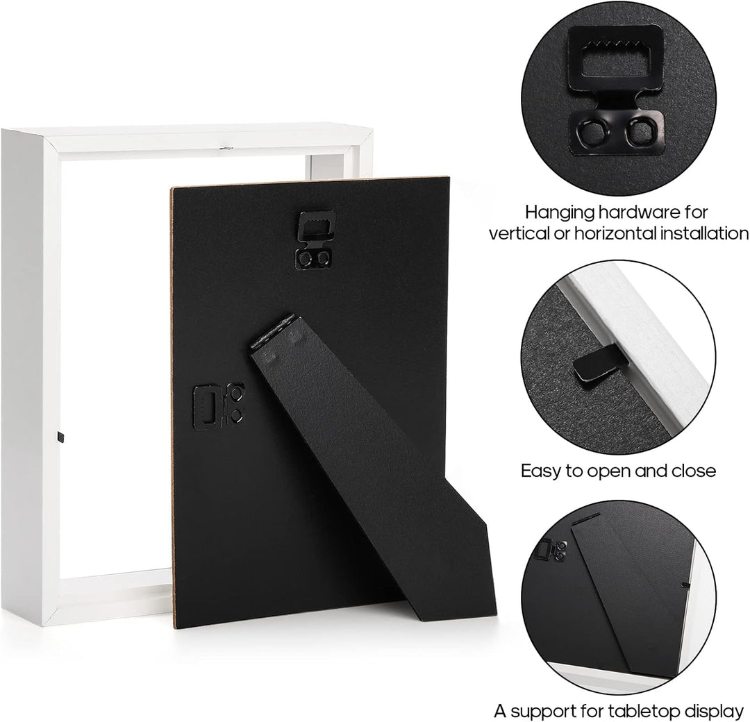 Hacaroa 4er Set Schattenbox Bilderrahmen, 20x15 cmHolzrahmen Gedächtnisvitrine, 3 cm Tiefe Schattenb