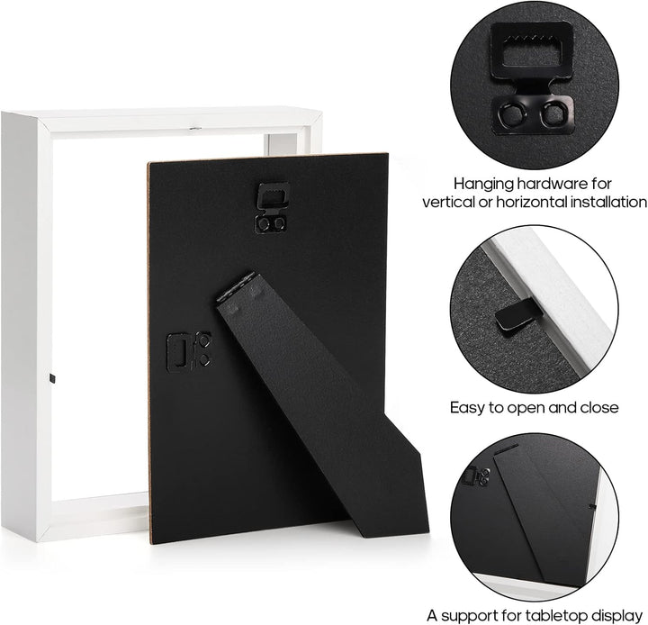 Hacaroa 4er Set Schattenbox Bilderrahmen, 20x15 cmHolzrahmen Gedächtnisvitrine, 3 cm Tiefe Schattenb