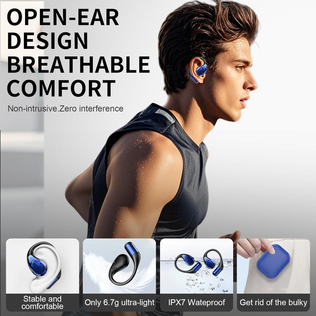 Open Ear Kopfhörer Bluetooth 6.0 mit HD Mic, Kopfhörer Kabellos Bluetooth HiFi Stereo mit Ohrhaken,