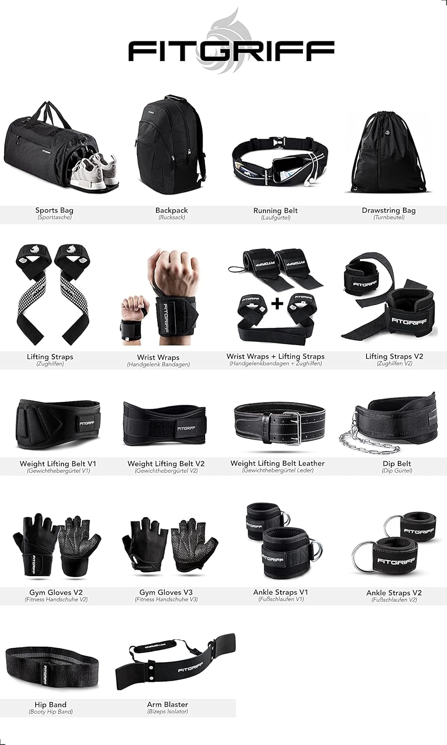 Fitgriff® Gewichthebergürtel V2 - Gewichtheber Gürtel für Damen und Herren - Bodybuilding, Krafttrai